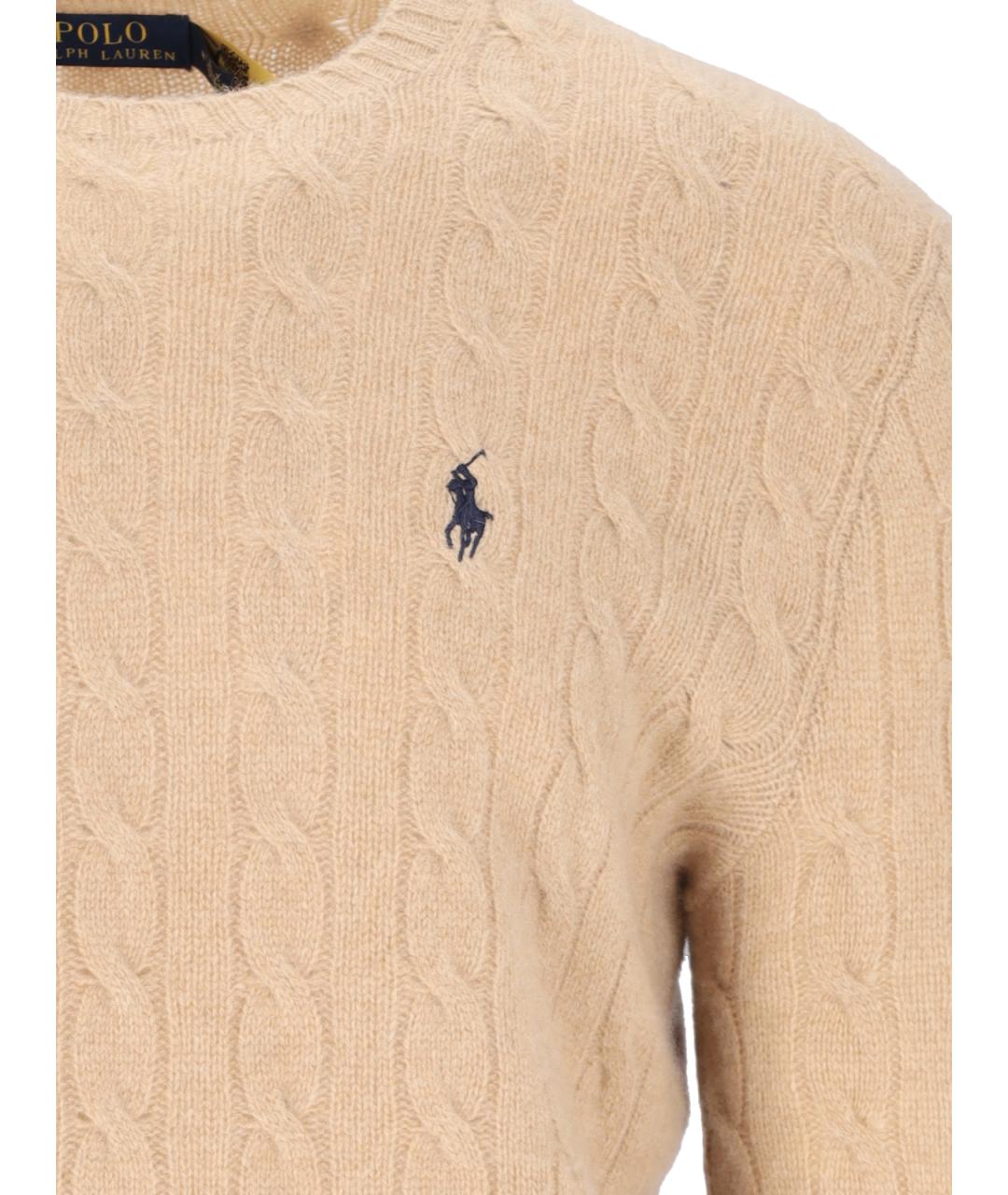 POLO RALPH LAUREN Бежевый шерстяной джемпер / свитер, фото 3