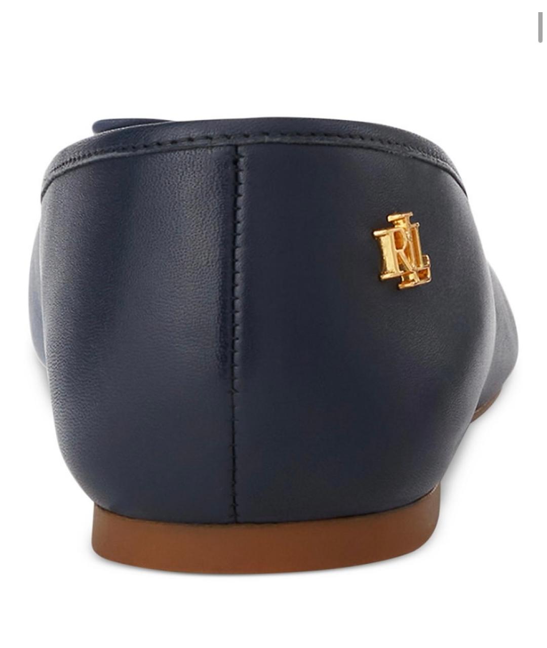 RALPH LAUREN Темно-синие кожаные балетки, фото 4
