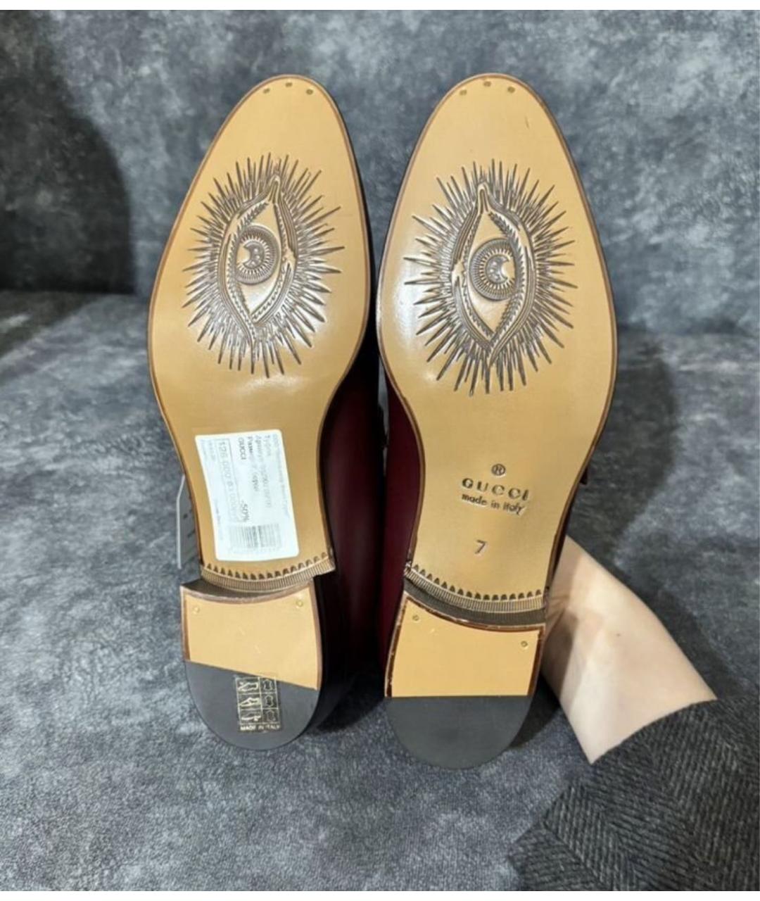 GUCCI Бордовые кожаные туфли, фото 4