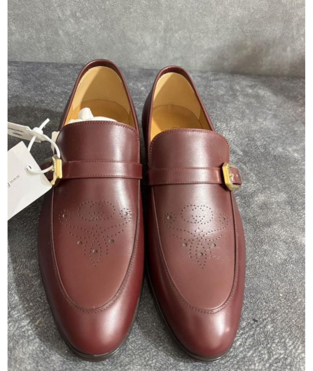 GUCCI Бордовые кожаные туфли, фото 2