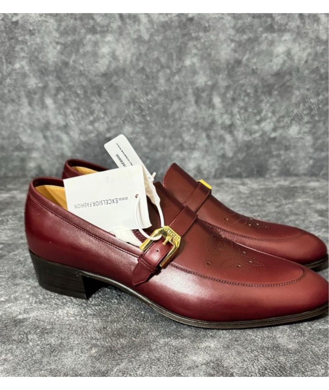 GUCCI Бордовые кожаные туфли, фото 6
