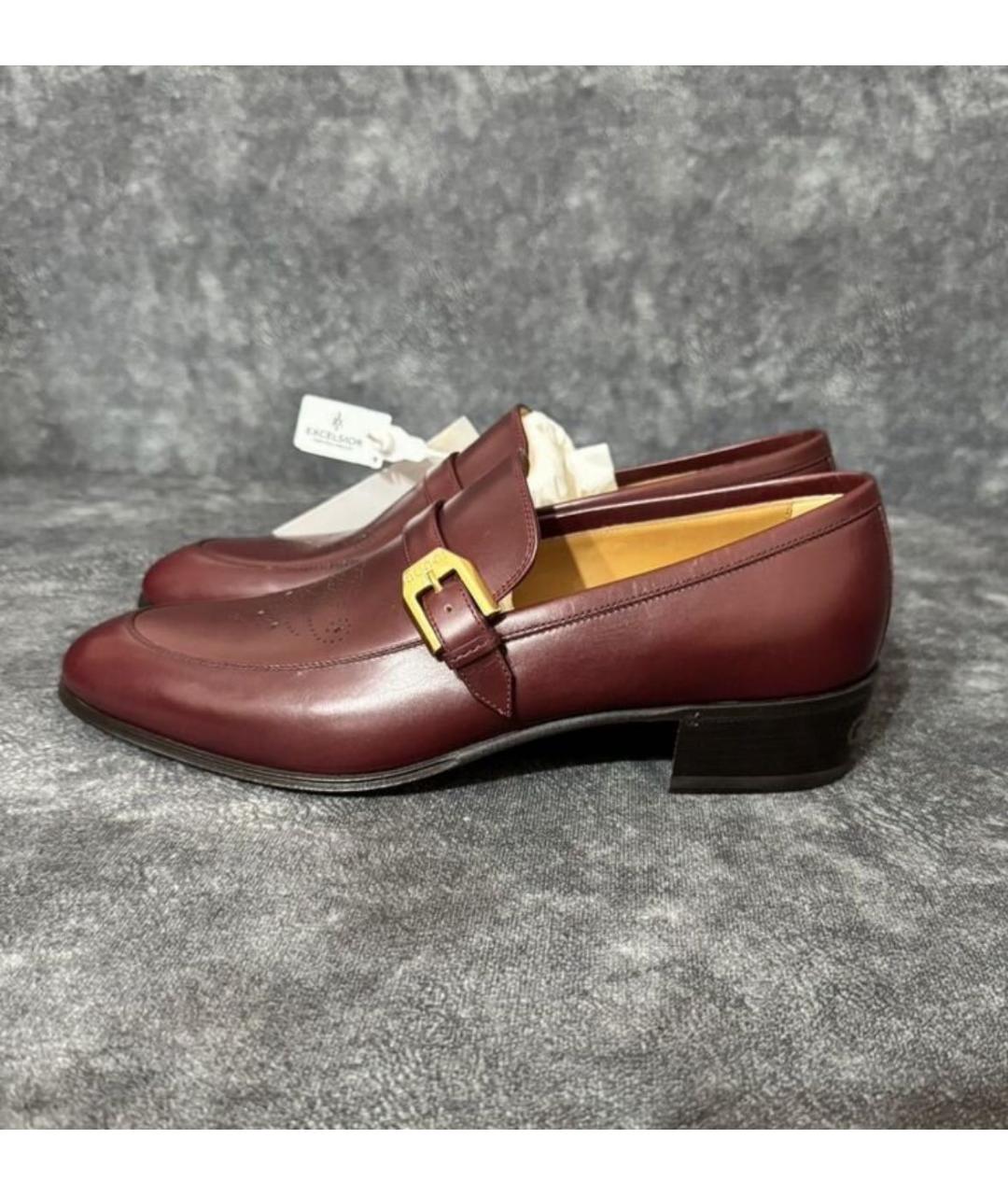GUCCI Бордовые кожаные туфли, фото 7