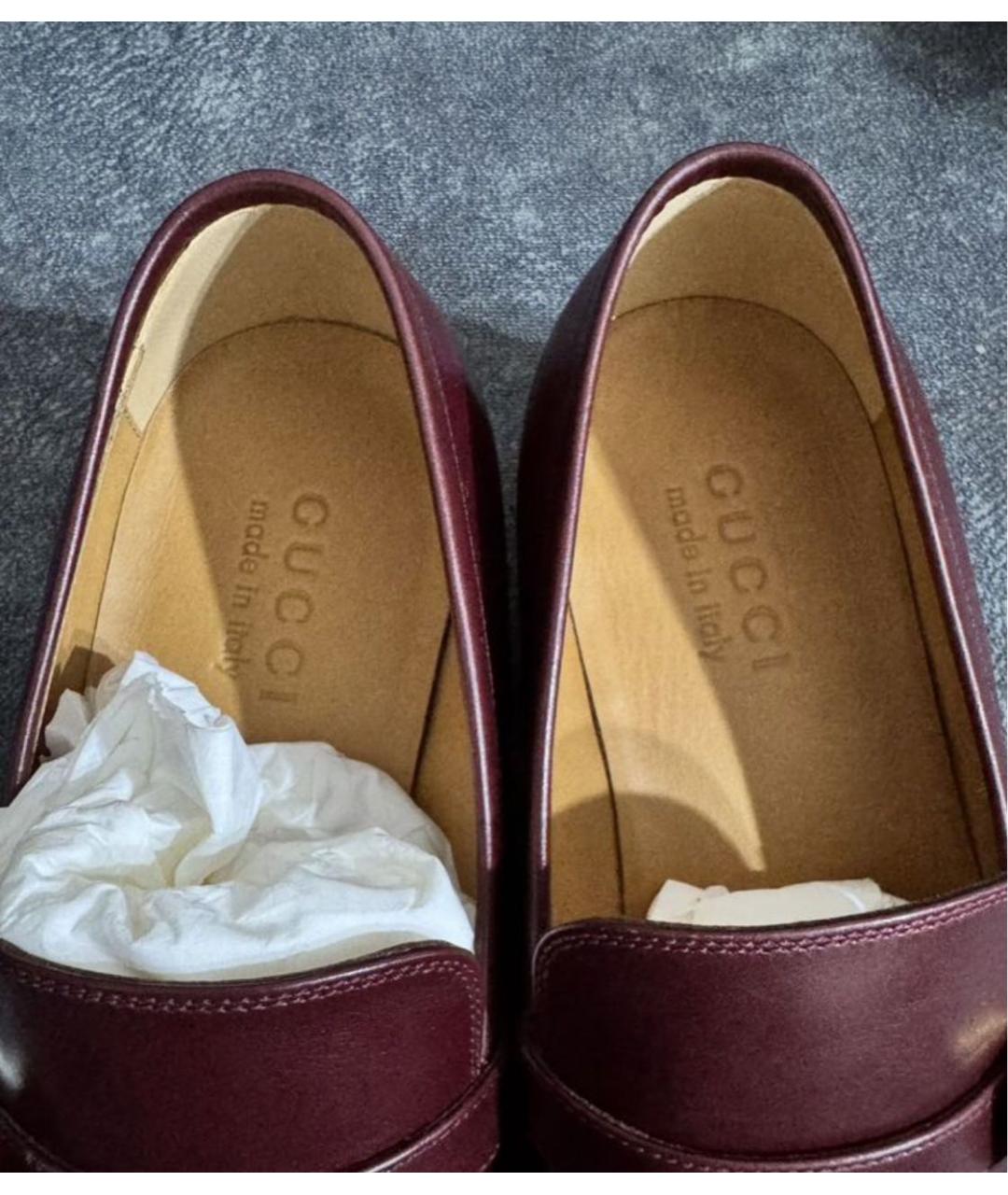 GUCCI Бордовые кожаные туфли, фото 3
