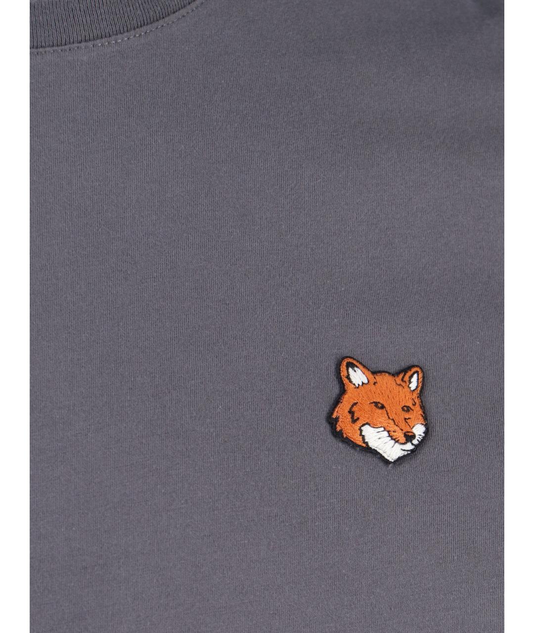 MAISON KITSUNE Антрацитовая хлопковая футболка, фото 3