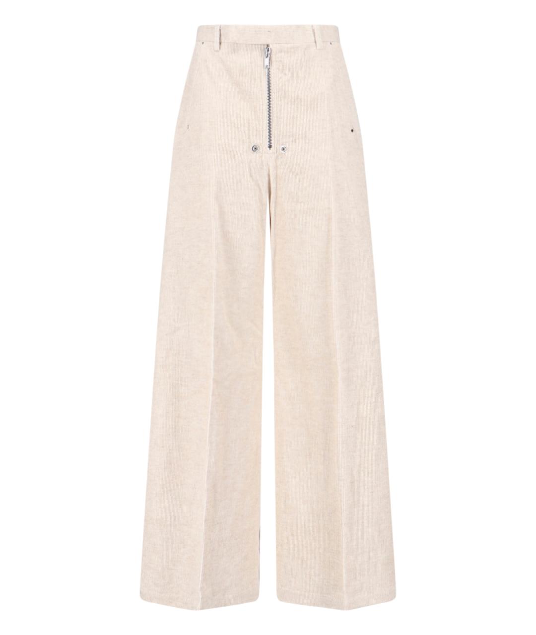 RICK OWENS Бежевые хлопковые прямые брюки, фото 1