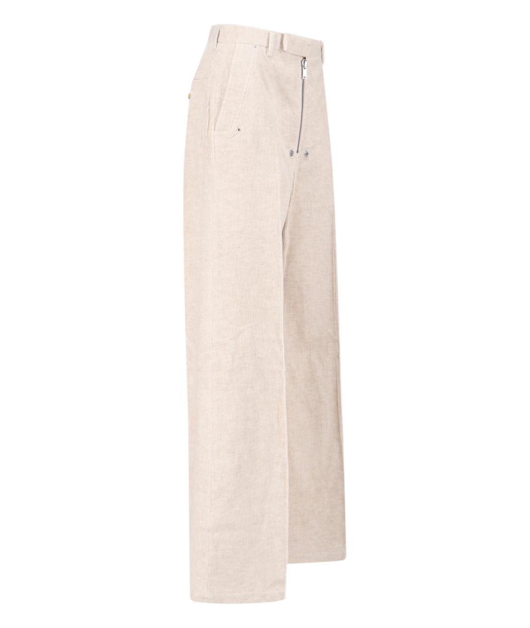 RICK OWENS Бежевые хлопковые прямые брюки, фото 3
