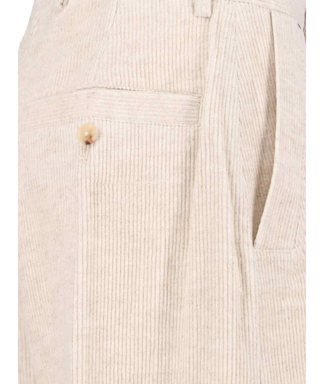 RICK OWENS Бежевые хлопковые прямые брюки, фото 4