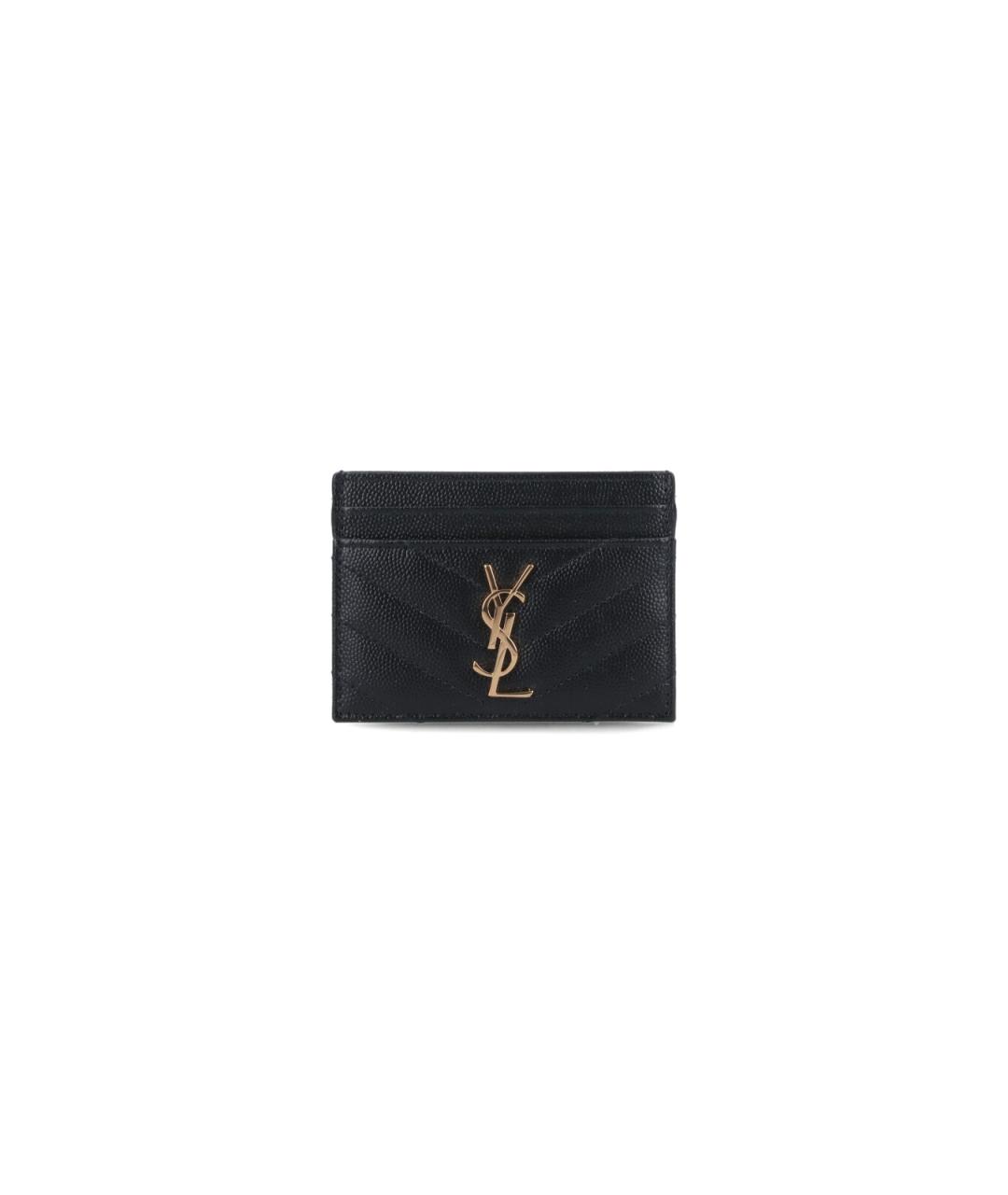 SAINT LAURENT Черный кожаный кардхолдер, фото 1
