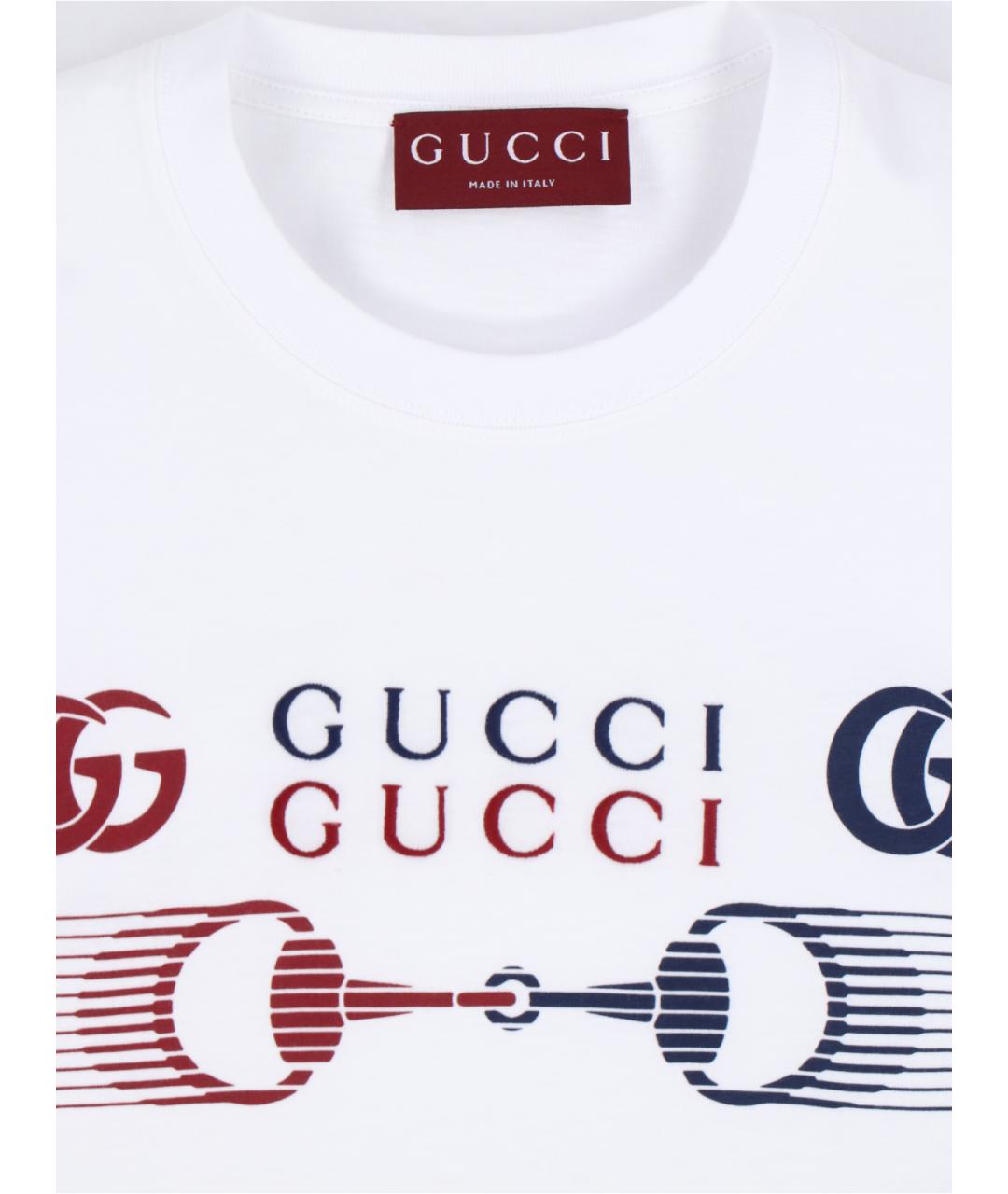 GUCCI Белая хлопковая футболка, фото 3