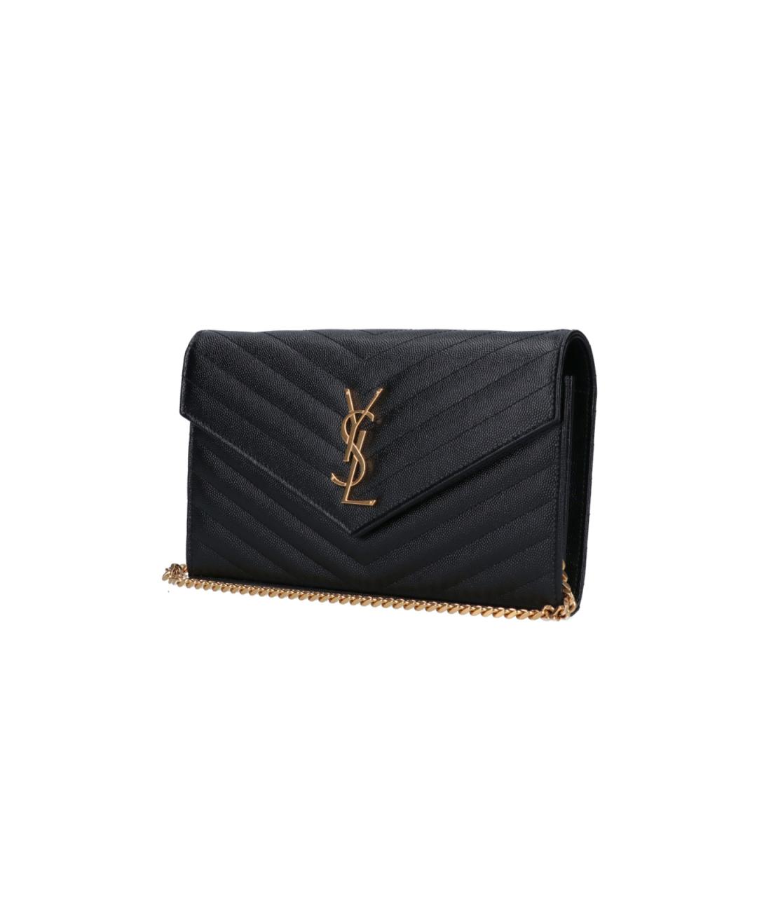 SAINT LAURENT Черный кожаный кошелек, фото 2