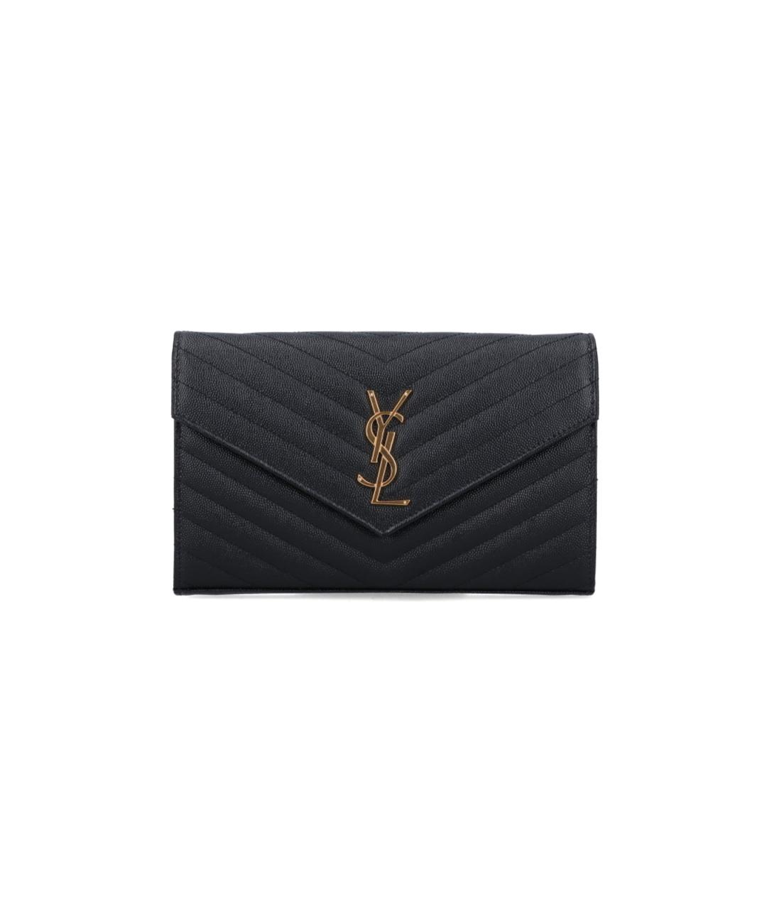 SAINT LAURENT Черный кожаный кошелек, фото 1