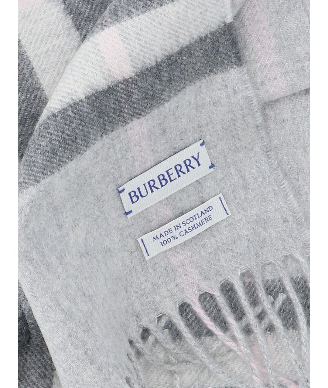BURBERRY Серый кашемировый шарф, фото 3