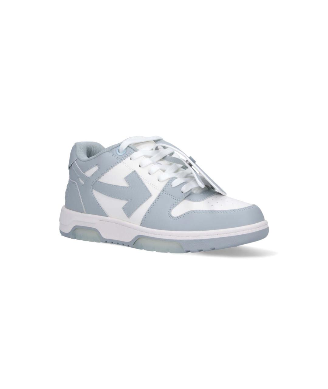 OFF-WHITE Голубые кожаные низкие кроссовки / кеды, фото 2