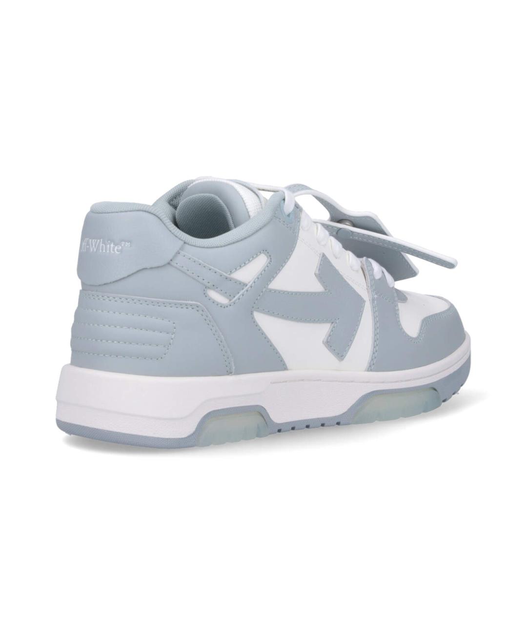 OFF-WHITE Голубые кожаные низкие кроссовки / кеды, фото 4