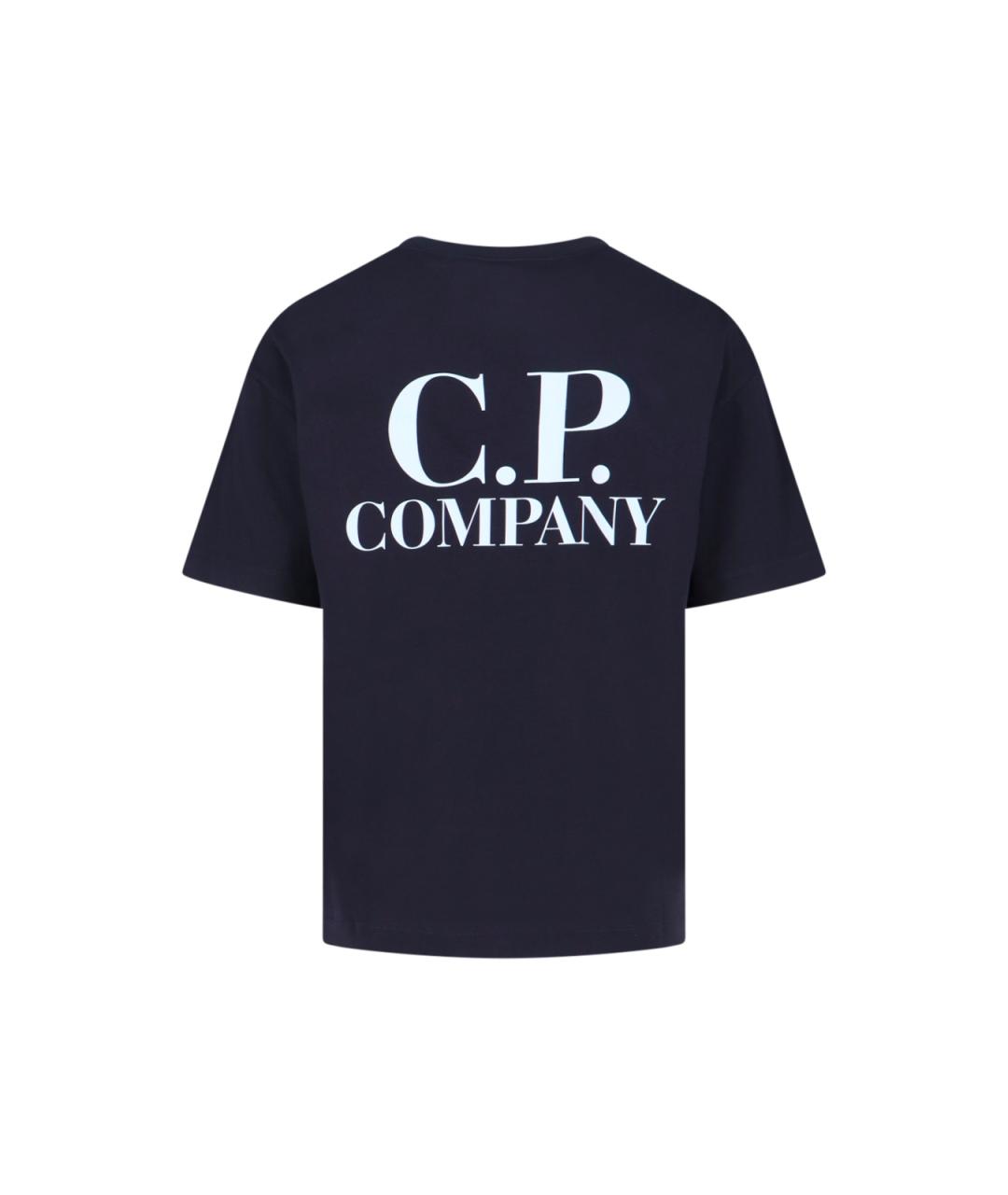 CP COMPANY Синяя хлопковая футболка, фото 2