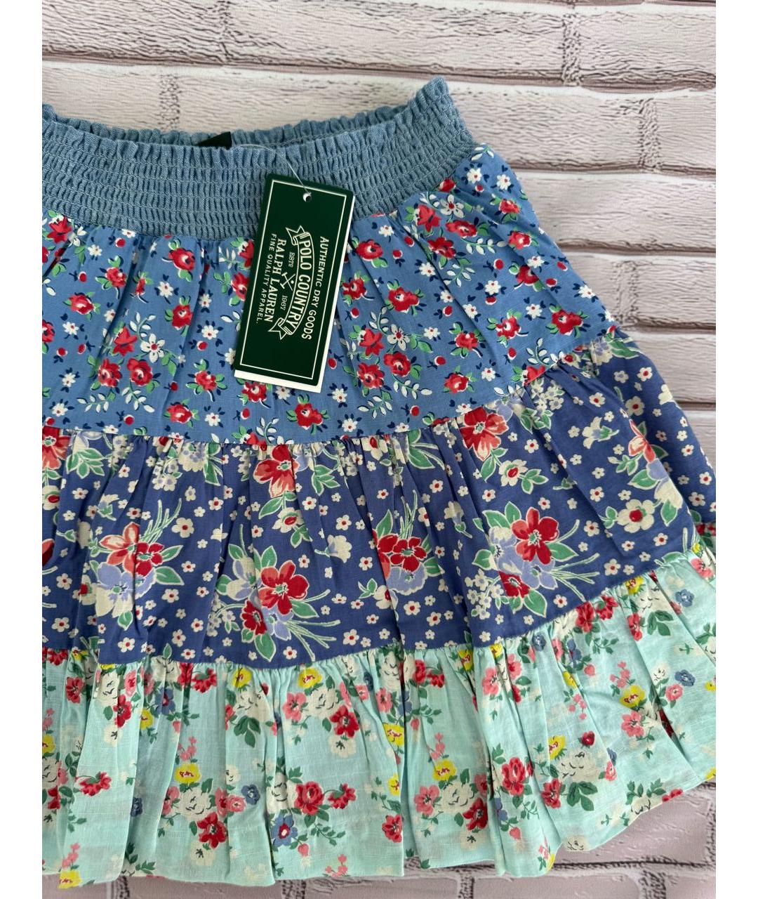 POLO RALPH LAUREN Голубая хлопковая юбка, фото 3