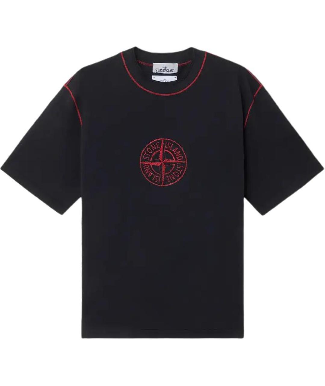 STONE ISLAND Черная хлопковая футболка, фото 1