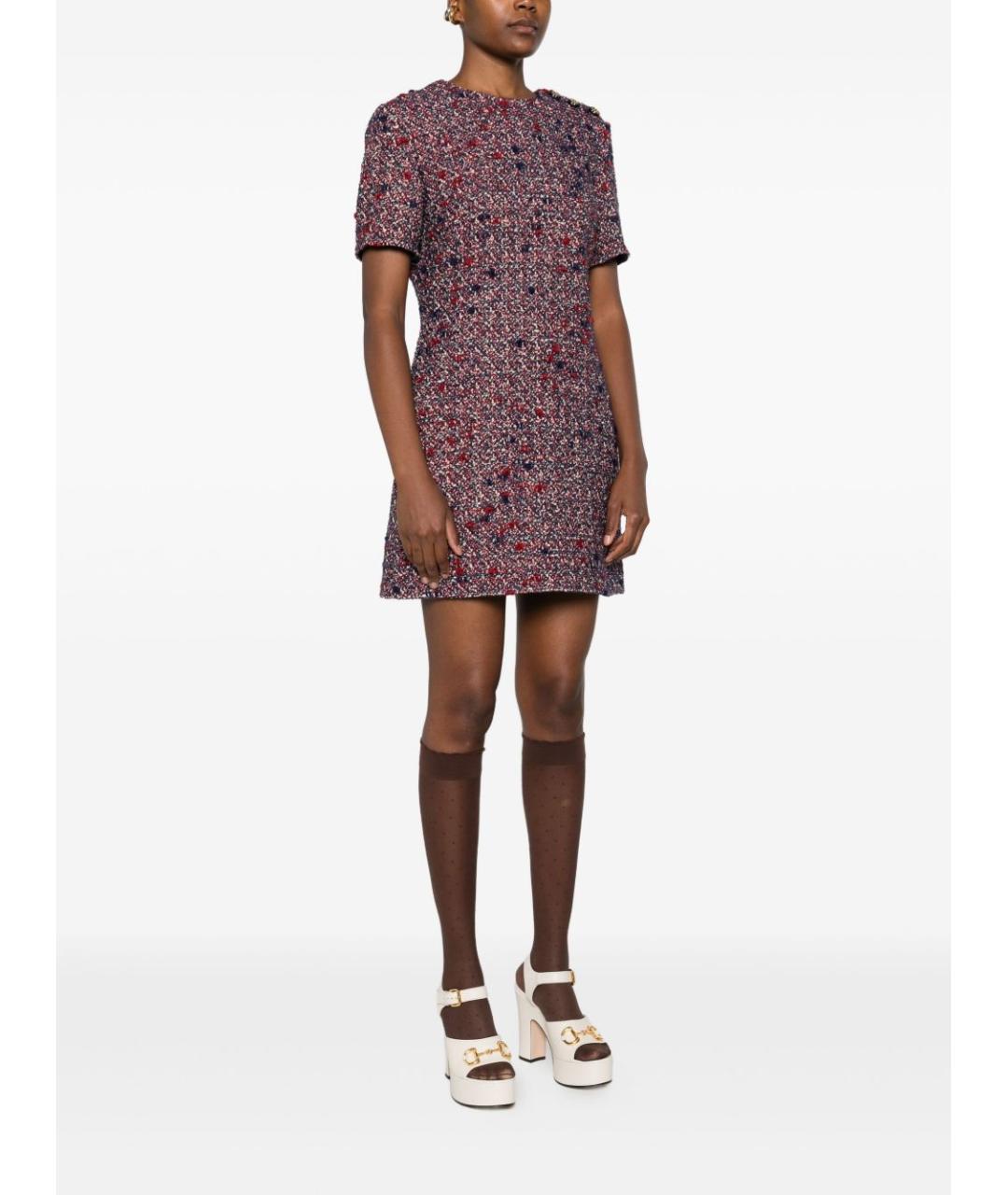 GUCCI Мульти шерстяное повседневное платье, фото 4