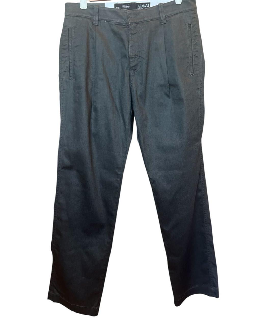 ARMANI COLLEZIONI Антрацитовые хлопковые повседневные брюки, фото 5