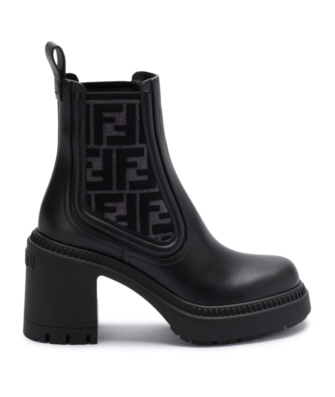 FENDI Черные кожаные ботинки, фото 1
