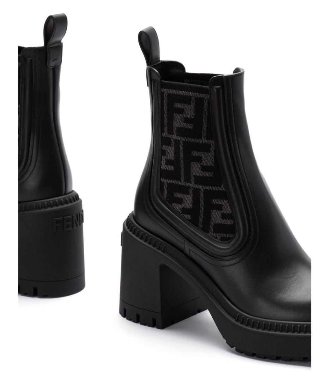 FENDI Черные кожаные ботинки, фото 3