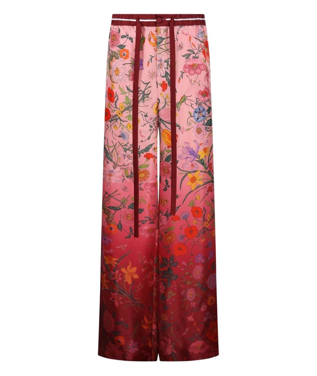 GUCCI Мульти шелковые брюки широкие, фото 1