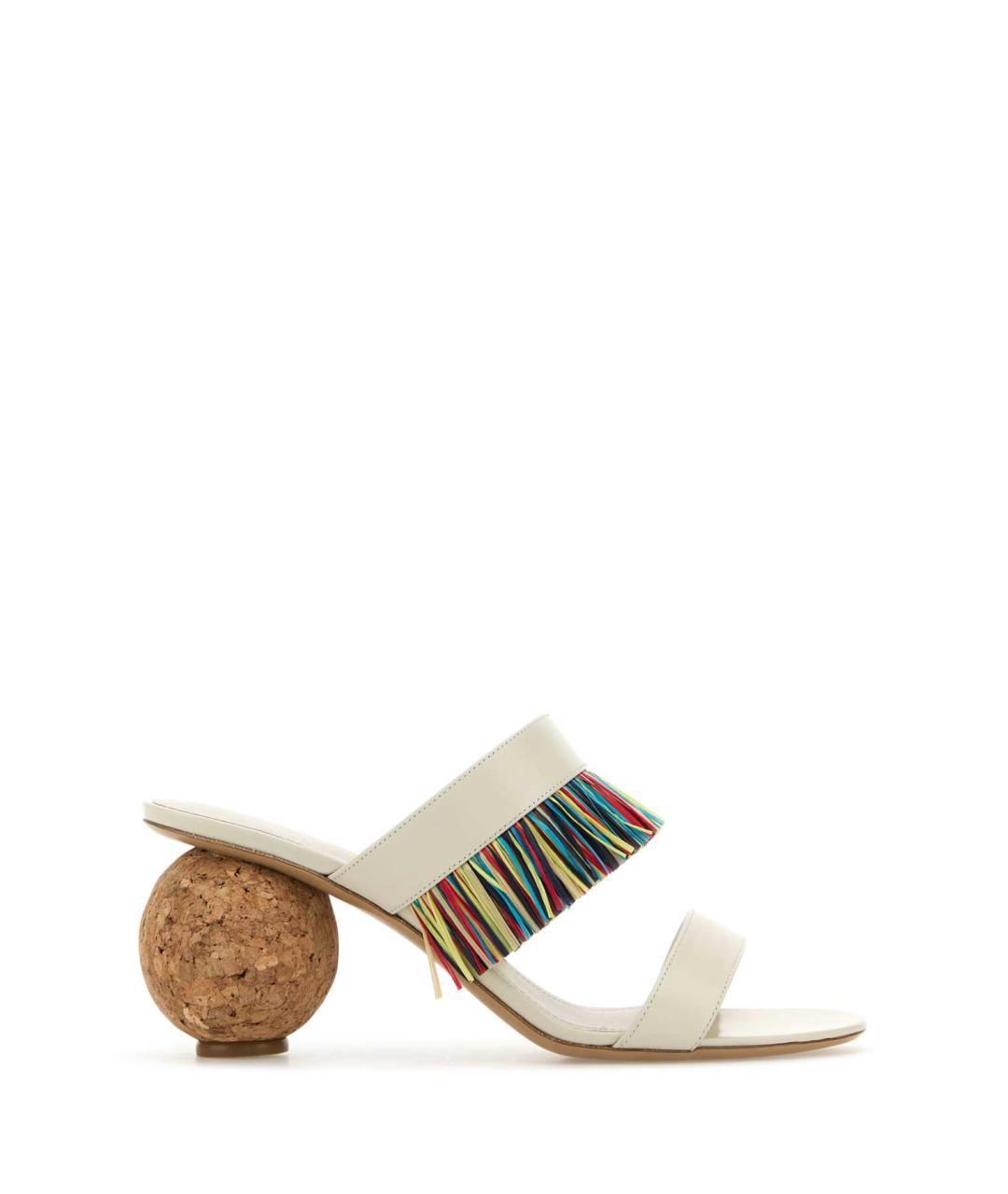 FERRAGAMO Белые кожаные мюли, фото 3