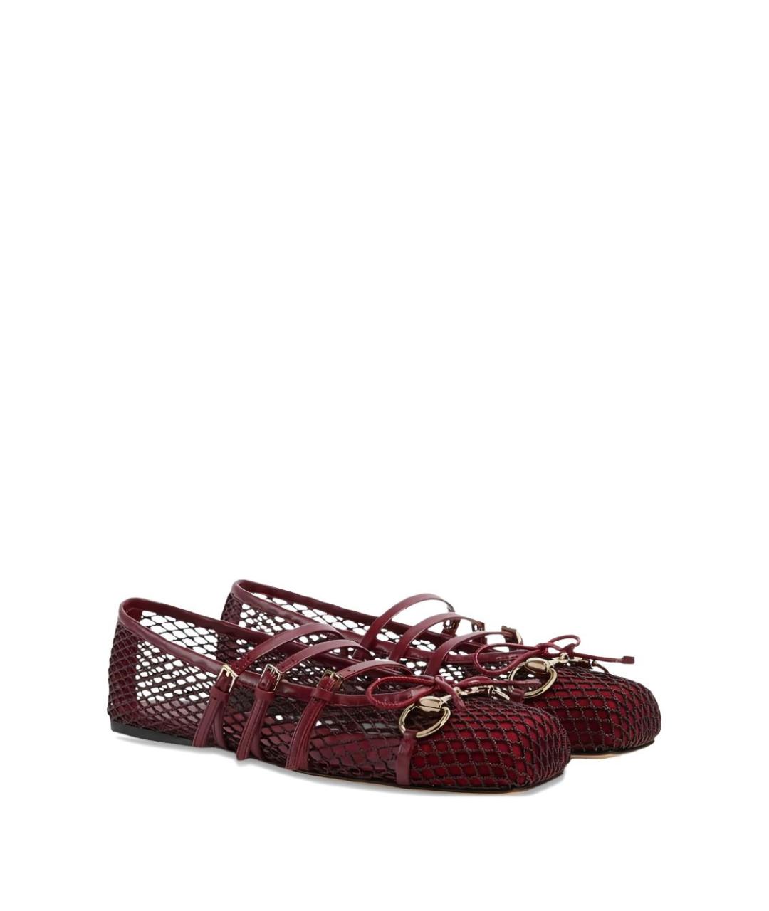 GUCCI Бордовые балетки, фото 2