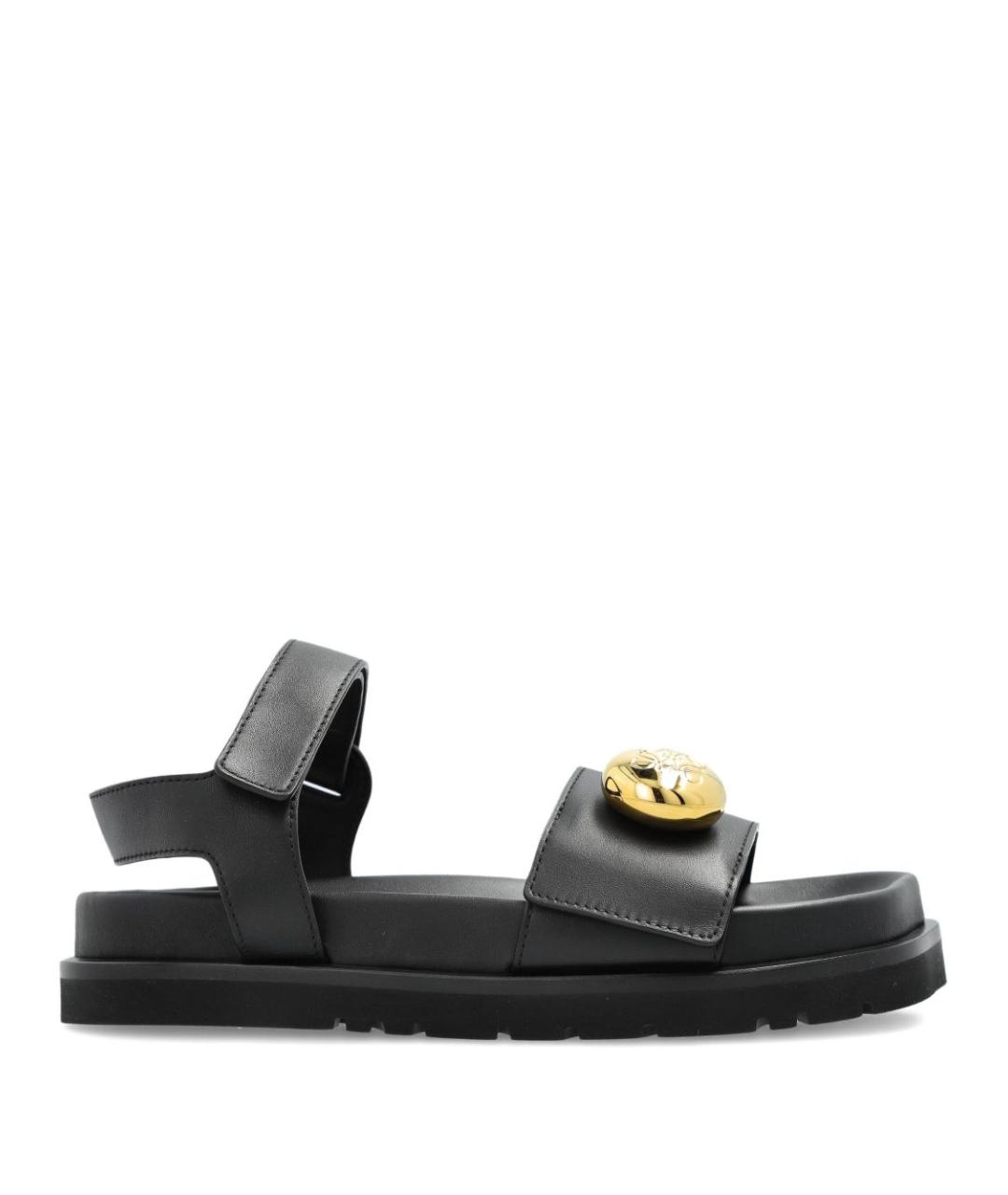 LOEWE Черные кожаные босоножки, фото 1
