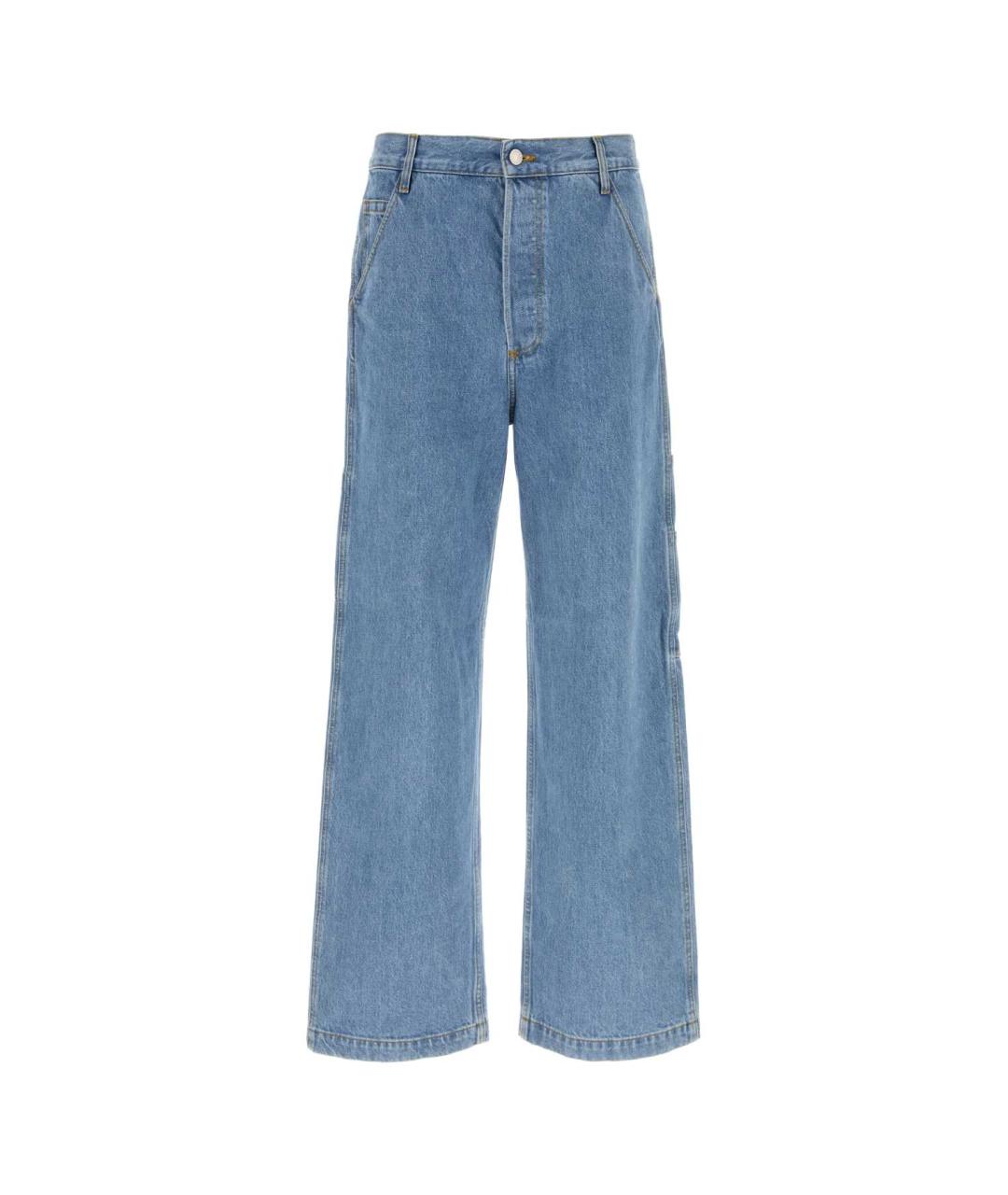 DRIES VAN NOTEN Синие хлопковые прямые джинсы, фото 1