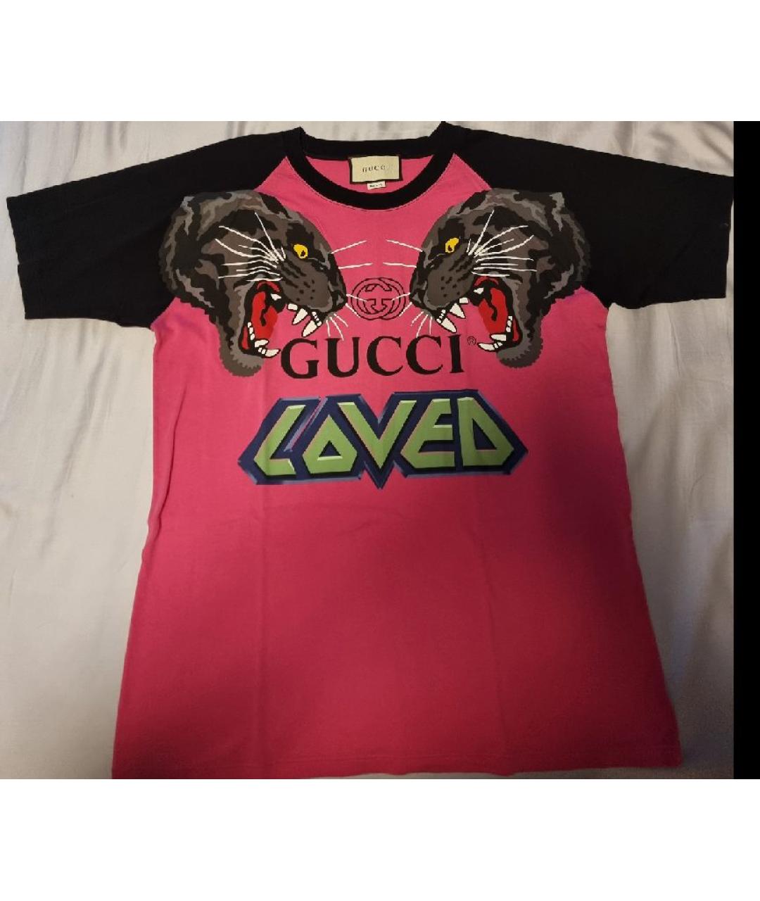 GUCCI Розовая хлопковая футболка, фото 2