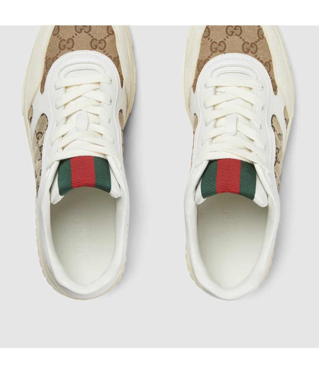 GUCCI Бежевые кожаные низкие кроссовки / кеды, фото 5