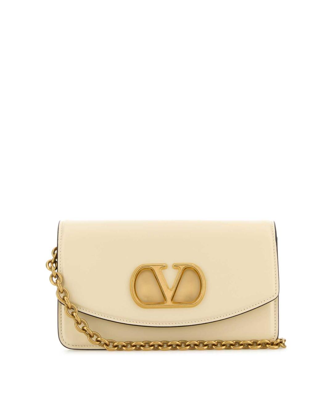 VALENTINO Бежевая кожаная сумка через плечо, фото 1