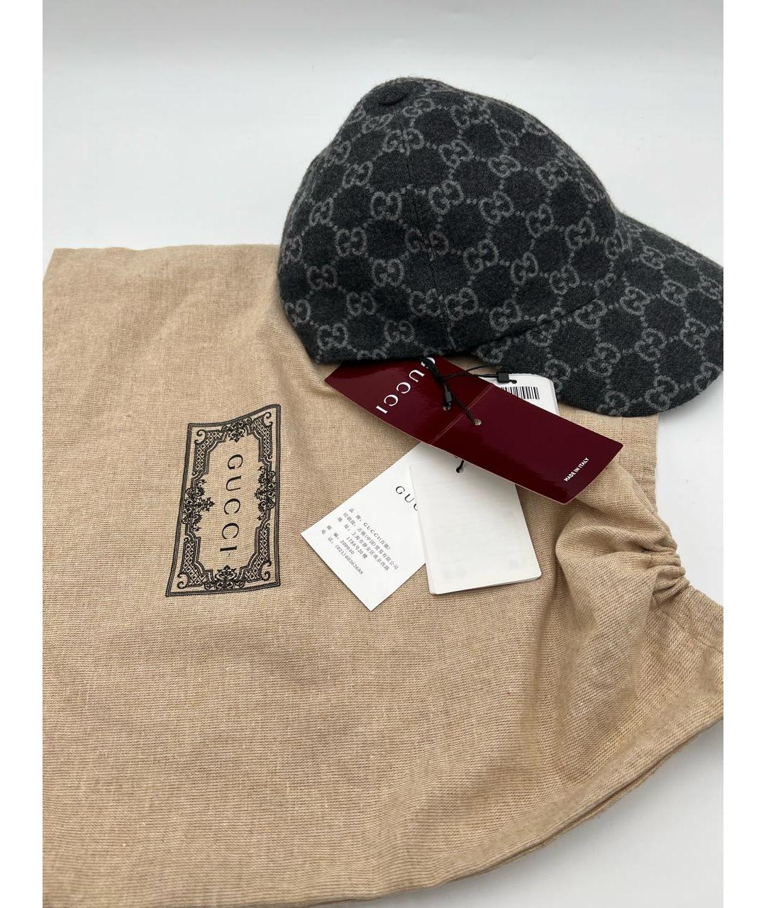 GUCCI Антрацитовая шерстяная кепка/бейсболка, фото 4