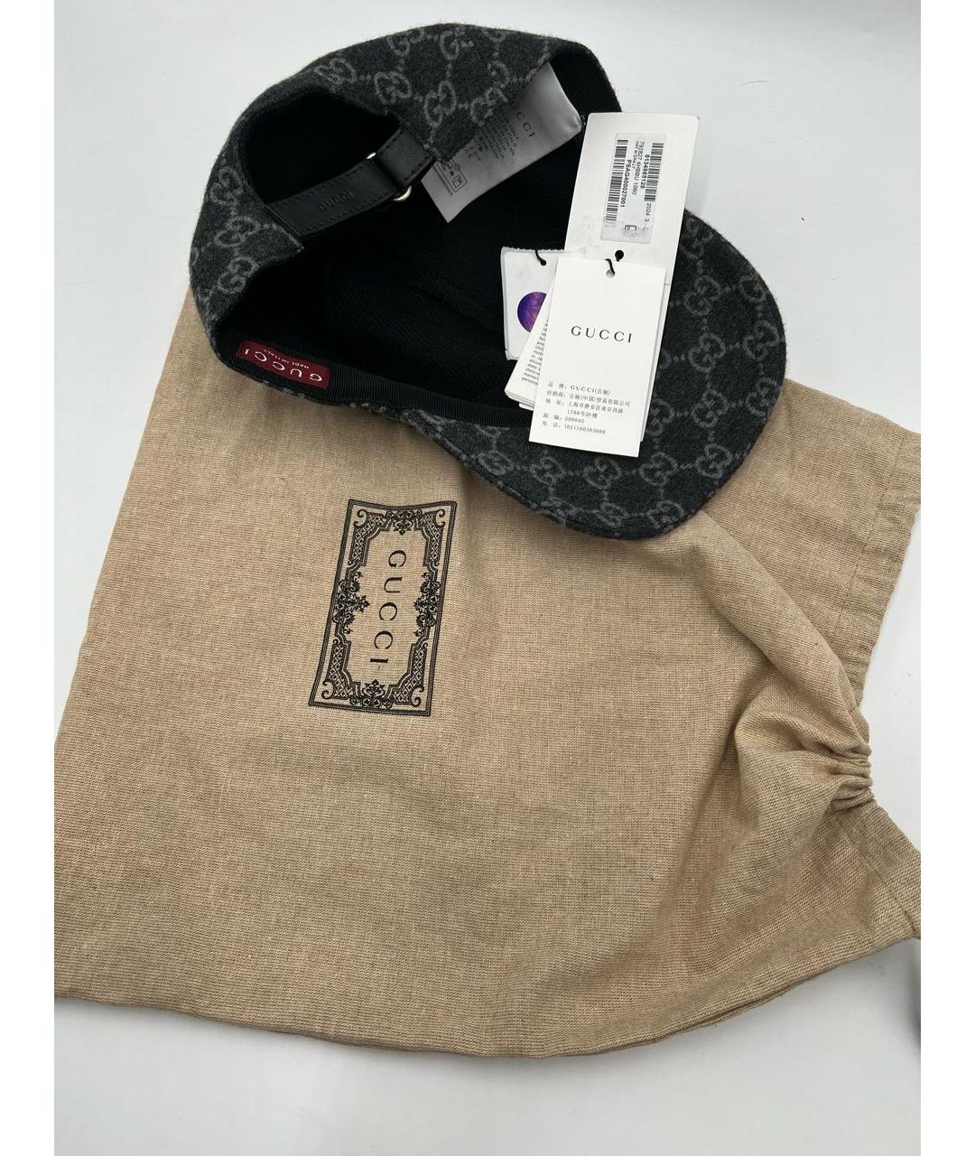 GUCCI Антрацитовая шерстяная кепка/бейсболка, фото 5