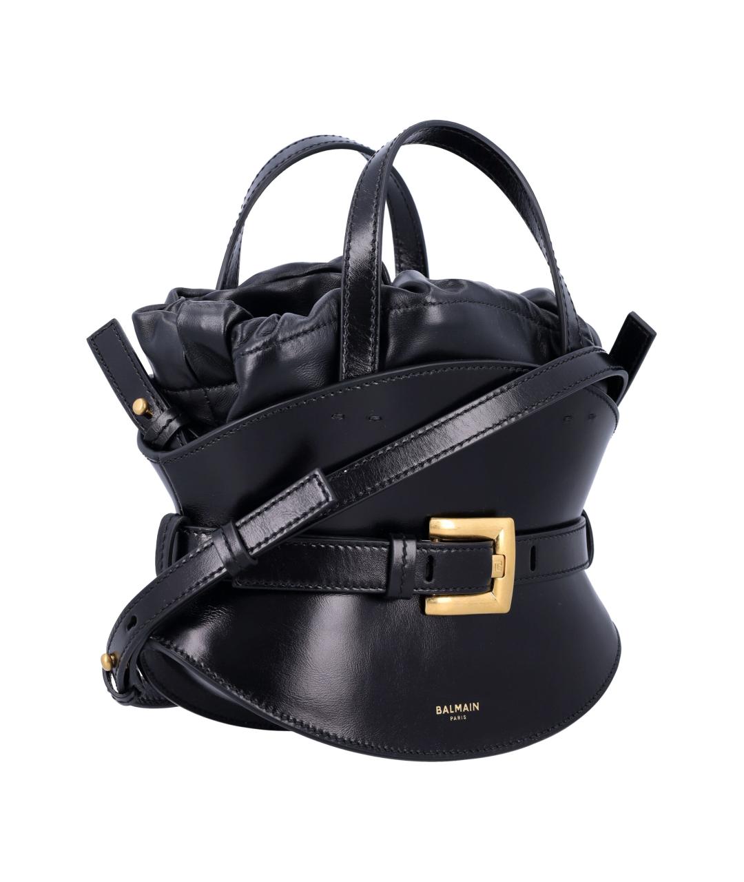 BALMAIN Черная кожаная сумка тоут, фото 2