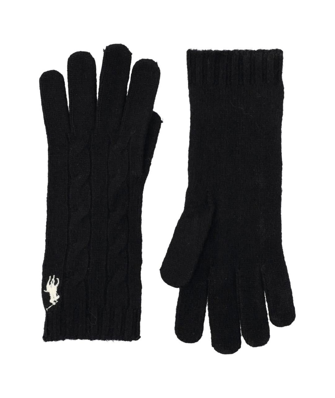 POLO RALPH LAUREN Черные шерстяные перчатки, фото 2