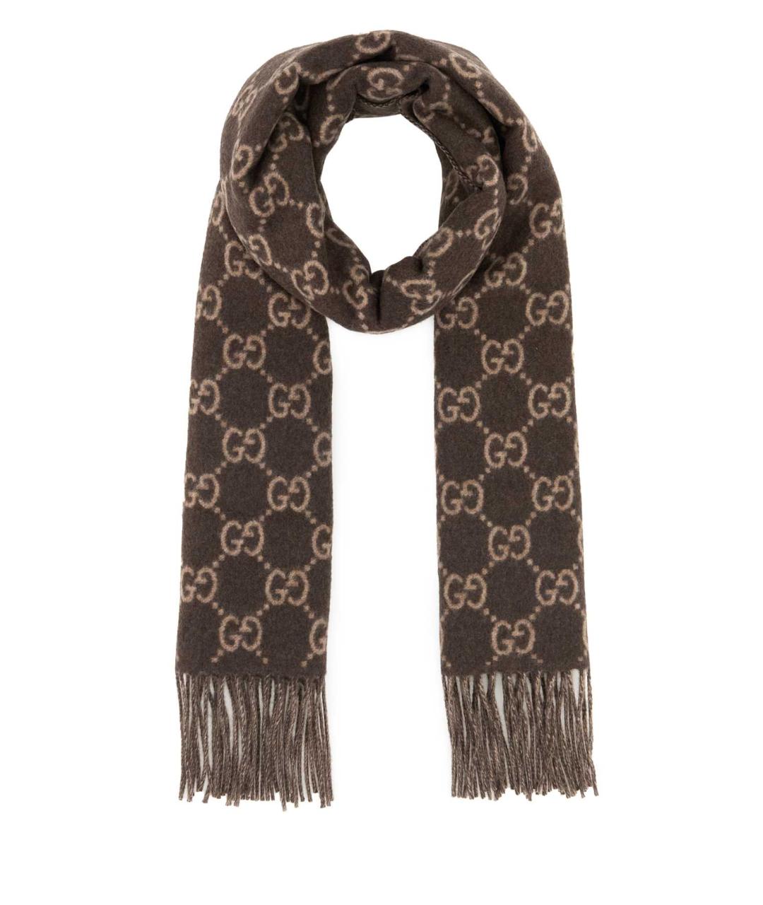 GUCCI Коричневый кашемировый шарф, фото 1