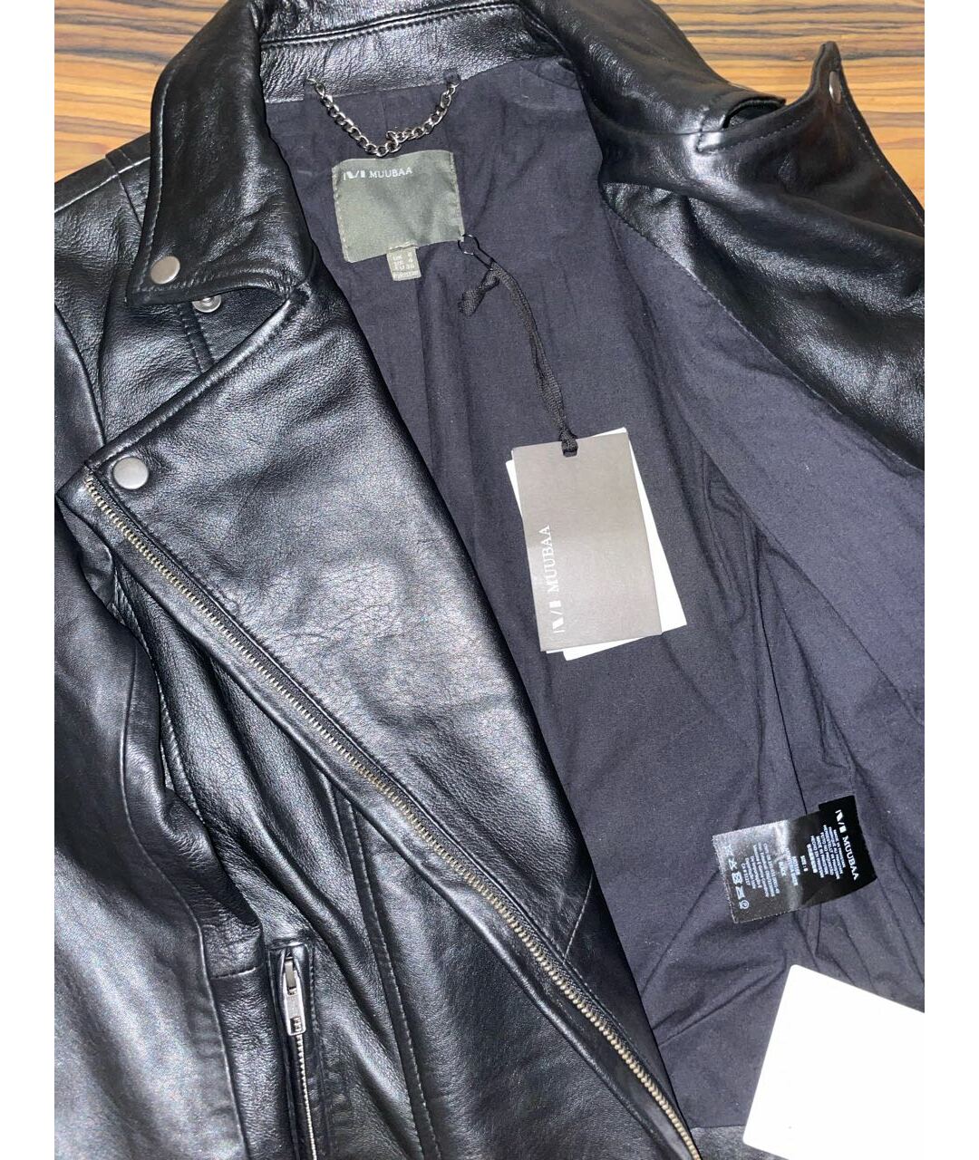 MUUBAA Черная кожаная куртка, фото 8