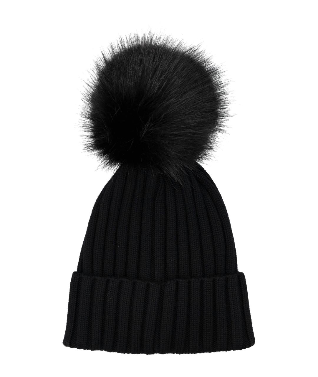 MONCLER Черная шерстяная шапка, фото 2