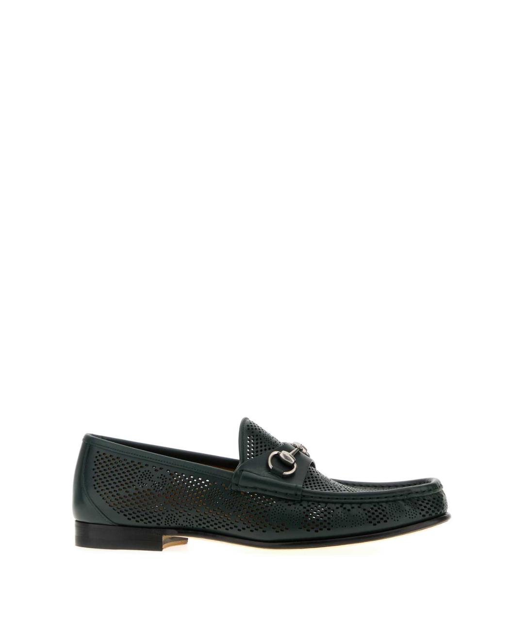 GUCCI Зеленые кожаные лоферы, фото 1