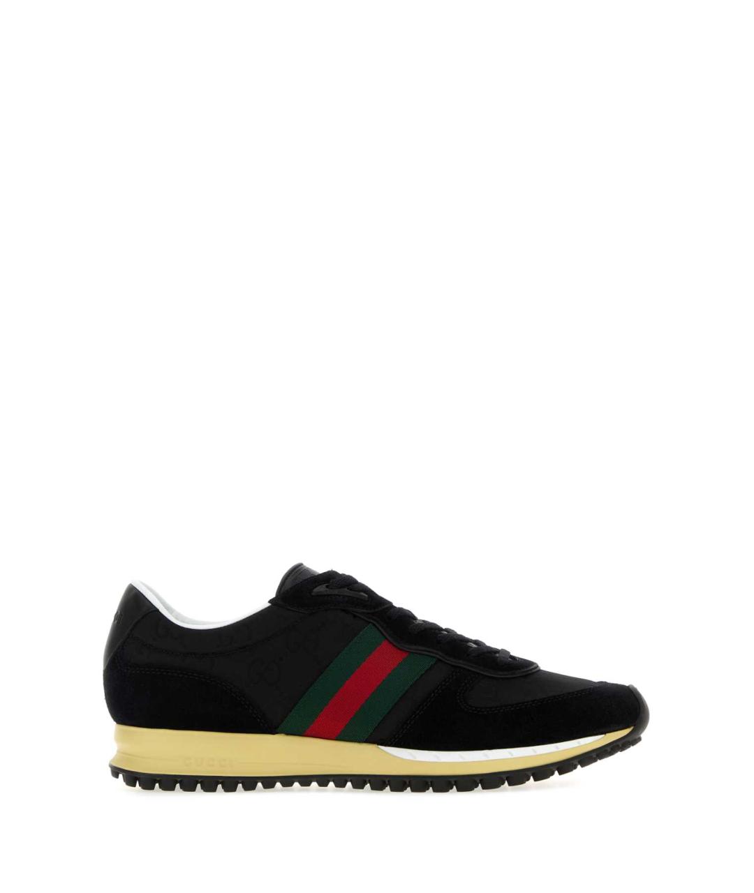 GUCCI Черные кожаные низкие кроссовки / кеды, фото 1