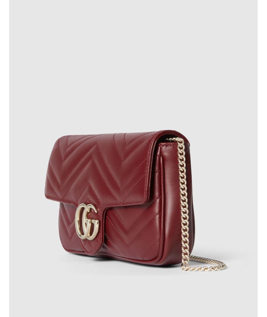 GUCCI Бордовая кожаная сумка через плечо, фото 3