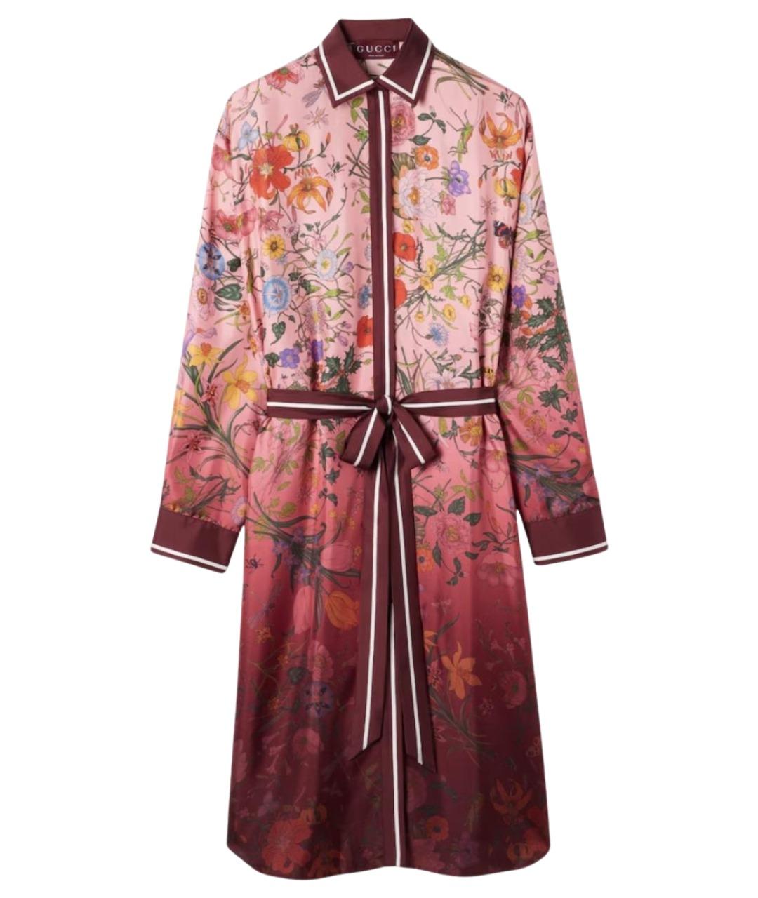 GUCCI Розовое шелковое повседневное платье, фото 1