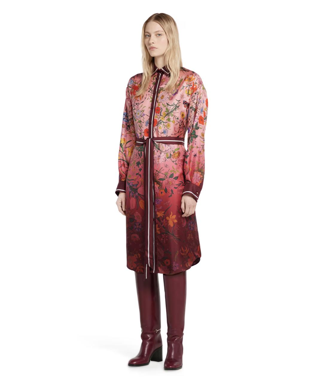 GUCCI Розовое шелковое повседневное платье, фото 2