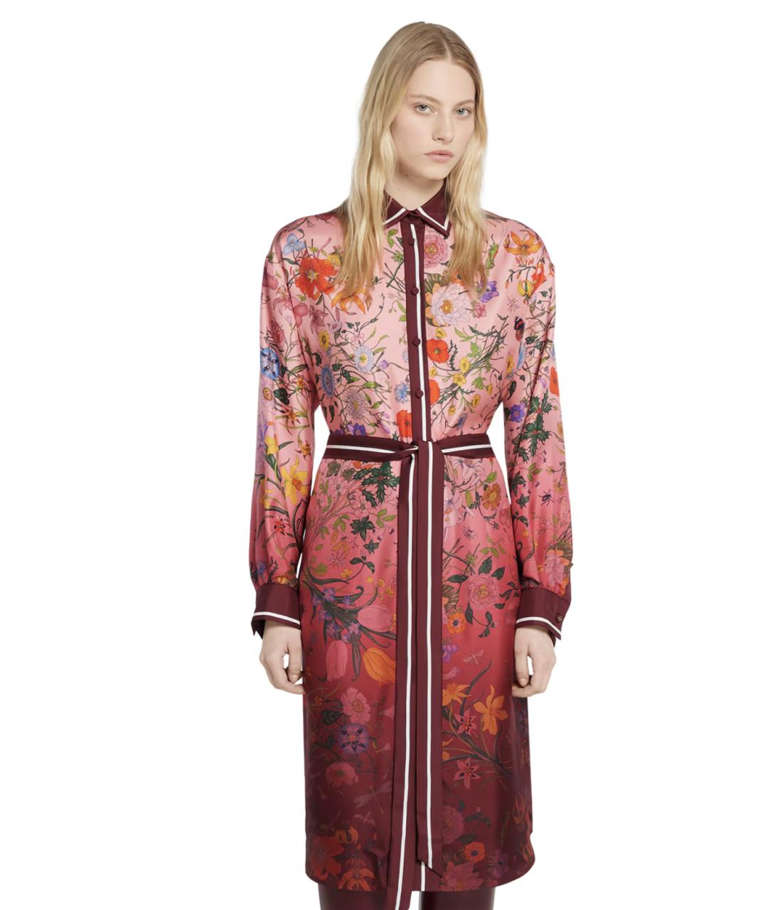 GUCCI Розовое шелковое повседневное платье, фото 3
