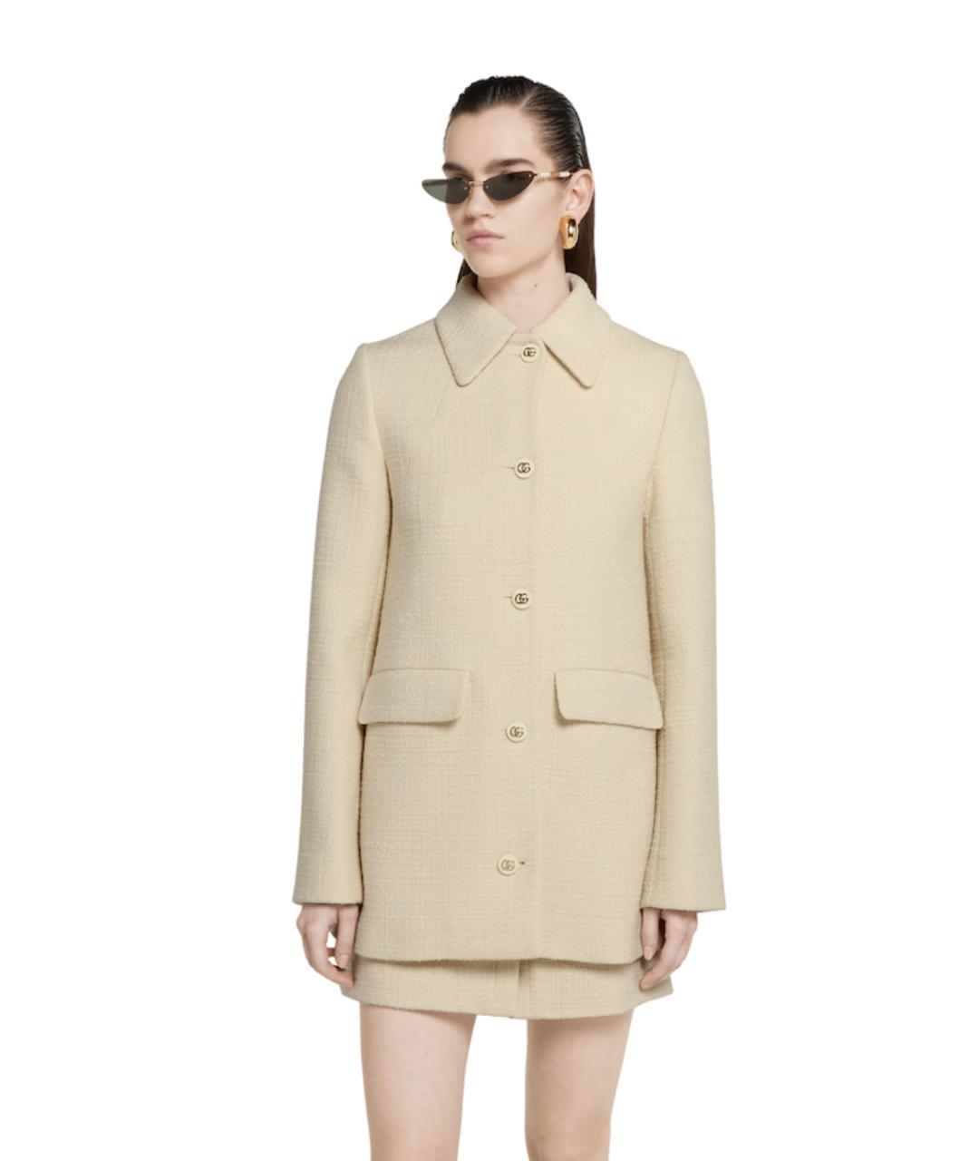GUCCI Бежевое шерстяное пальто, фото 4