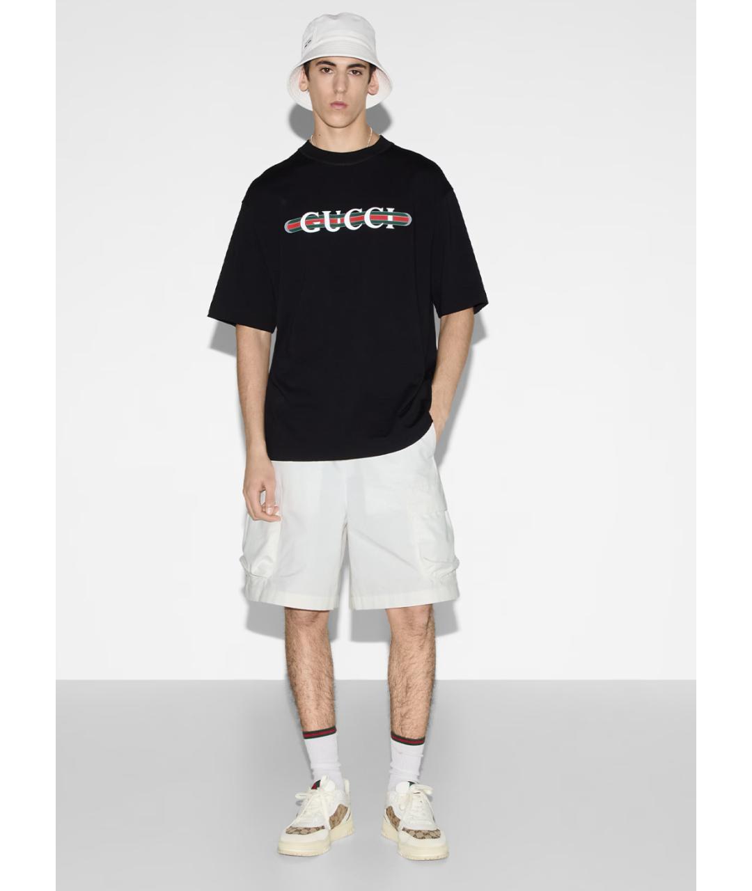 GUCCI Черная хлопковая футболка, фото 2
