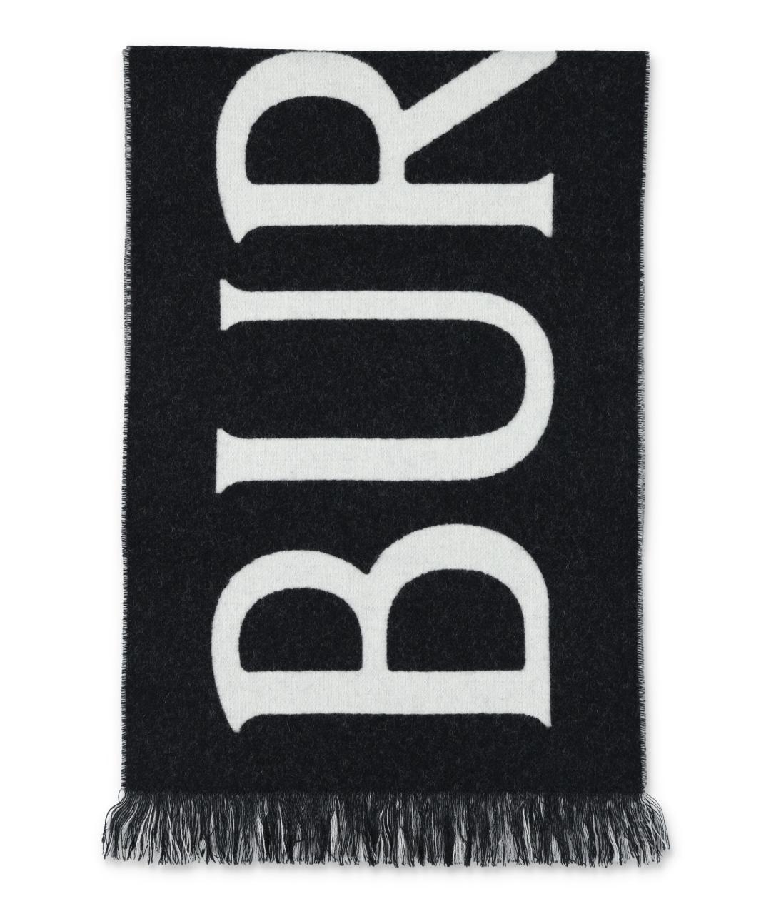 BURBERRY Черный шерстяной шарф, фото 1