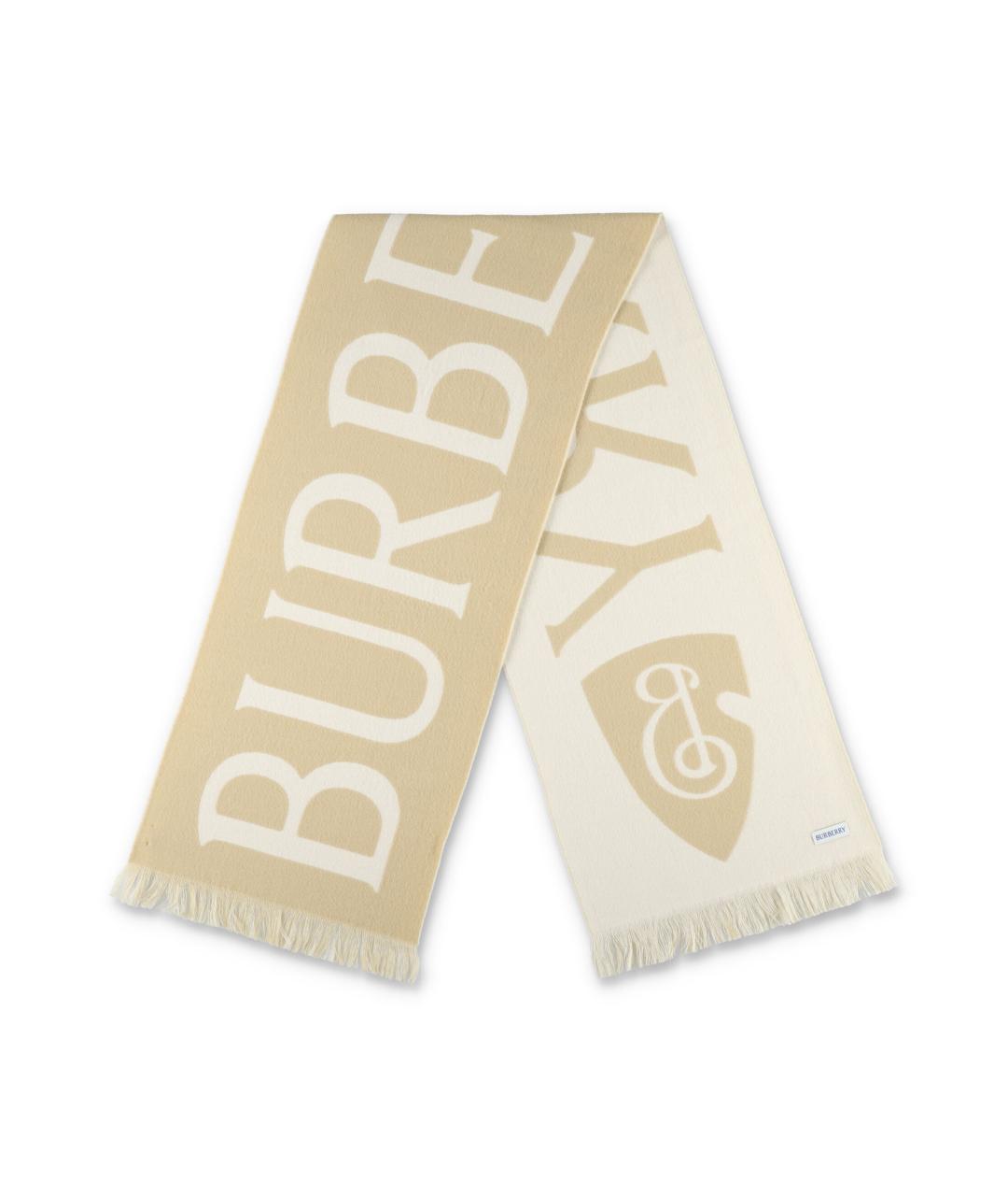 BURBERRY Бежевый шерстяной шарф, фото 2